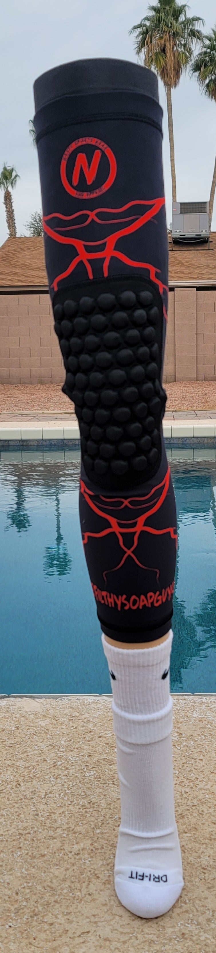 2024 Nasty Sports Black and Red Knee Sleeve with Integrated Pad