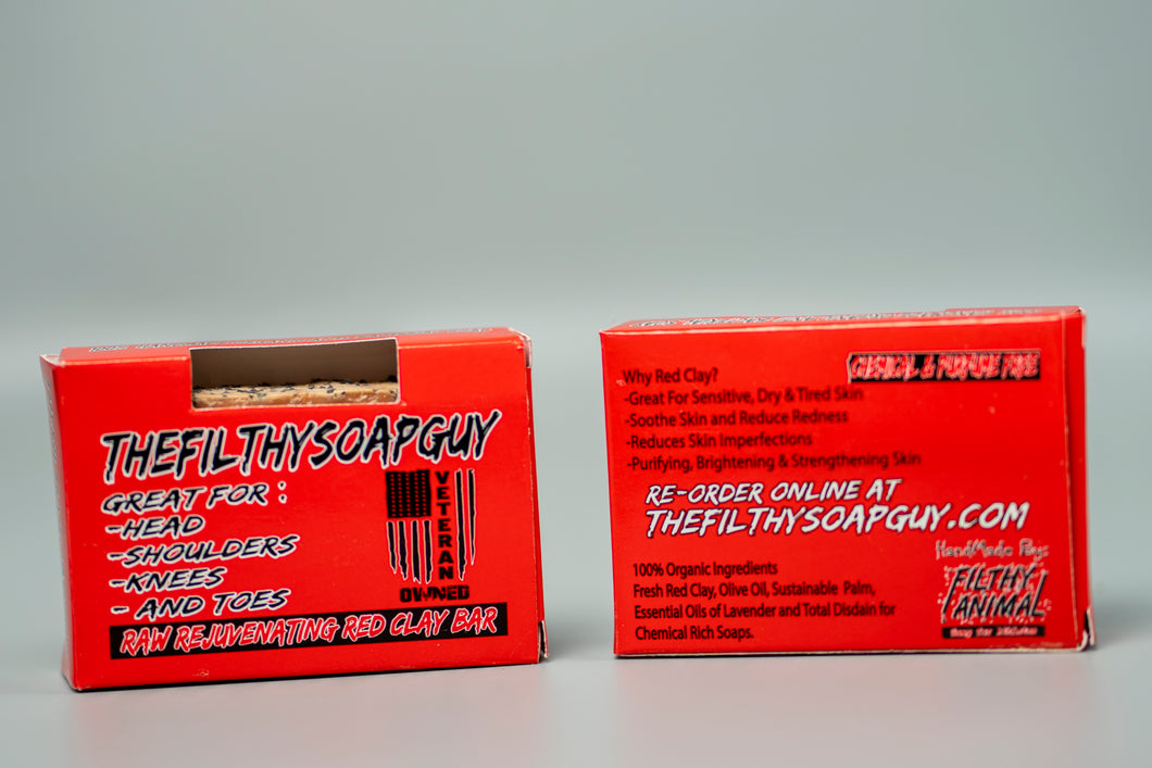 TheFilthySoapGuy's Raw Rejuvenating Red Clay Bar  - Best Chemical free Soap with Antibacterial Properties!